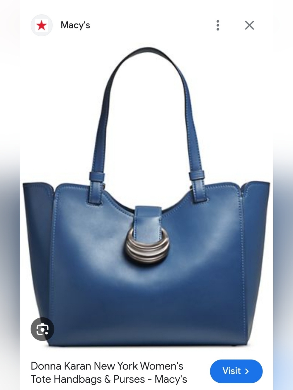 Donna Karan VALLEY STREAM TOTE Navy Blue Leather NWT